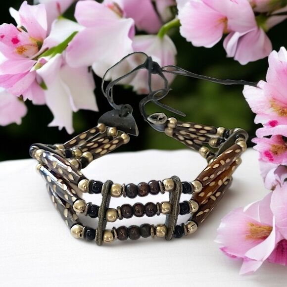 Native American Style Choker Necklace Ceramic Beaded Tribal Ethnic Bohemian - Picture 16 of 16